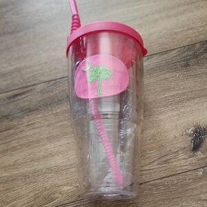 Tervus Pink and Clear Tumbler with Straw
